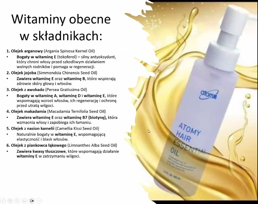 Olejek do włosów atomy 100 ml