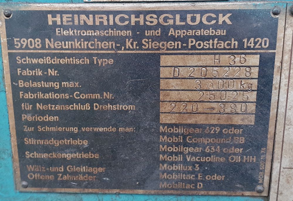 Pozycjoner spawalniczy Heinrichglueck H-36 ładowność: 3600kg FV23%