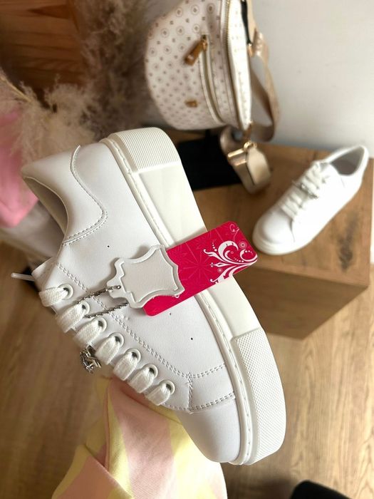 Sneakersy Buty Sportowe na Grubej podeszwie Purlina Skórzane 39