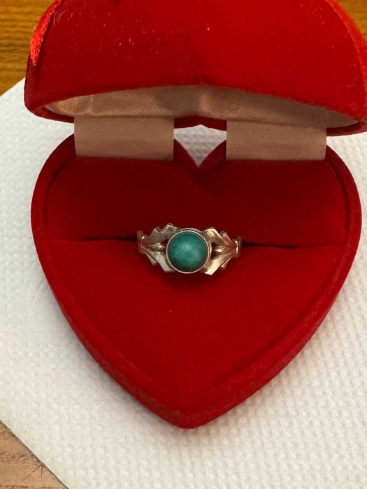 Серебряное кольцо с малахитом СССР