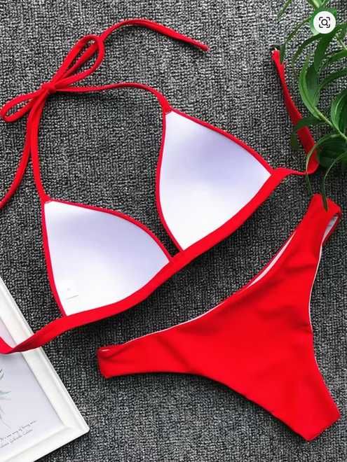 Strój kąpielowy dwuczęściowy Bikini czerwony M