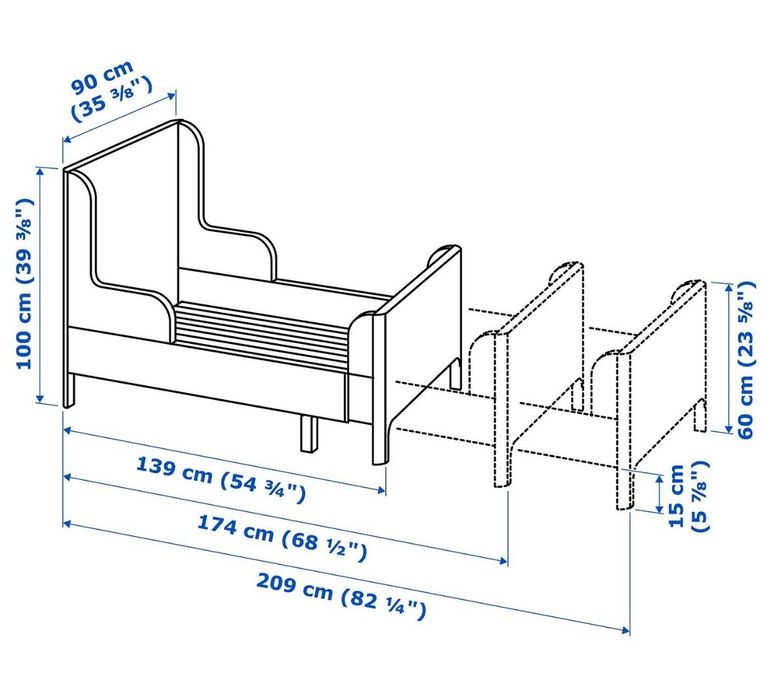 Cama extensível infantil IKEA BUSUNGE (Branca) – Com colchão e extras
