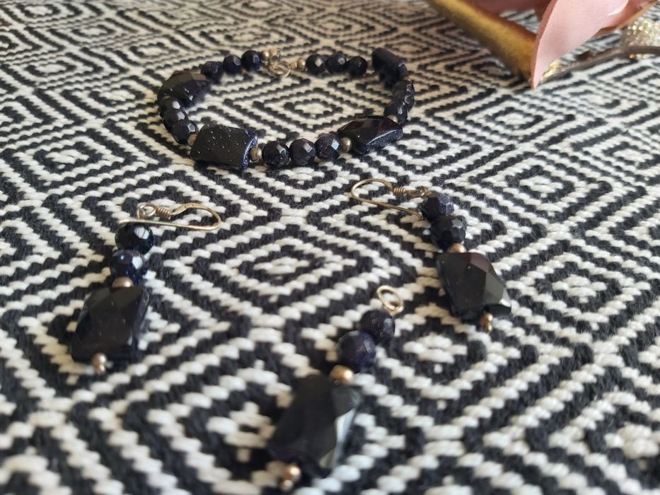 Piękny zestaw srebrnej biżuterii Apart kolczyki wisiorek bransoletka