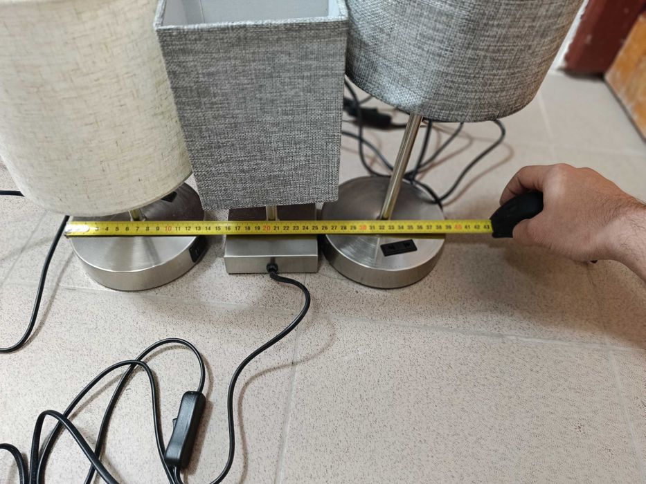 2x  lampka nocna beże i brązu 2 porty usb ładowarka do telefonu
