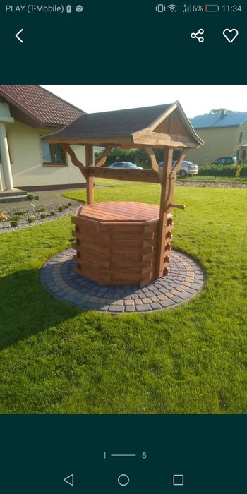 Studnia ogrodowa z drewna nakładana na beton 105cm