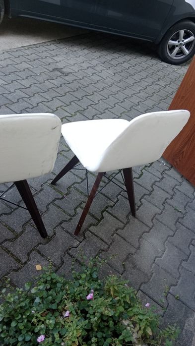 Krzesło 3 sztuki drewniane białe