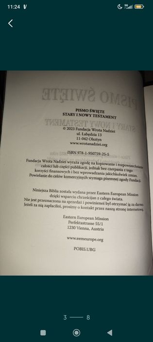 Biblia Stary i Nowy Testament.UBG. przykład Fundacji Wrota Nadziei