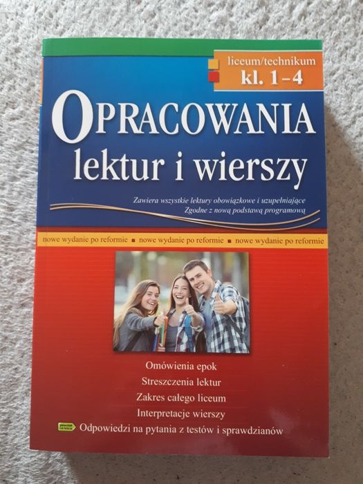 Opracowania lektur i wierszy 1-4 liceum nowe wydanie po reformie