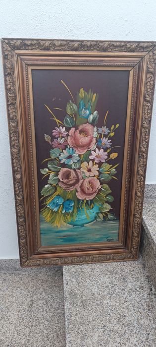 Quadro antigo pintado a óleo.