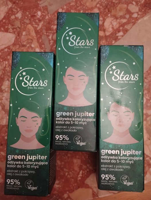 3 sztuki -Odżywki koloryzujące do włosów Green Jupiter