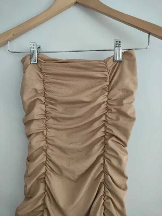 Mini Vestido Shein Drapeado – Nude / Bege – Tamanho S