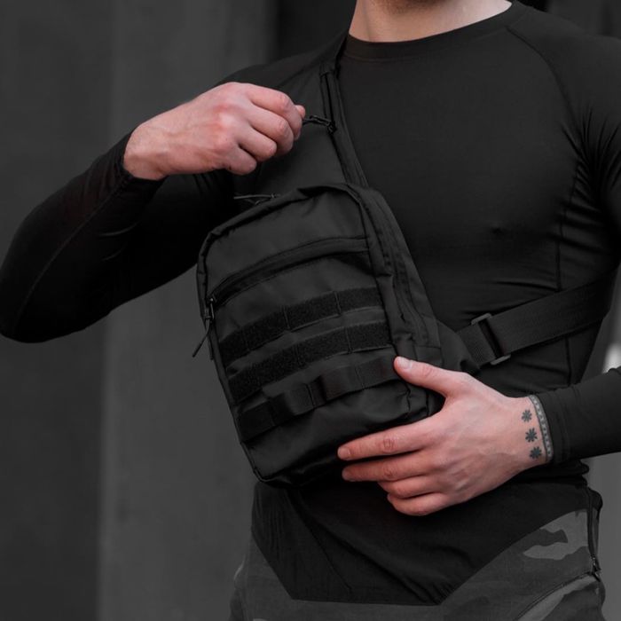Тактична сумка нагрудна слінг чорна через плече