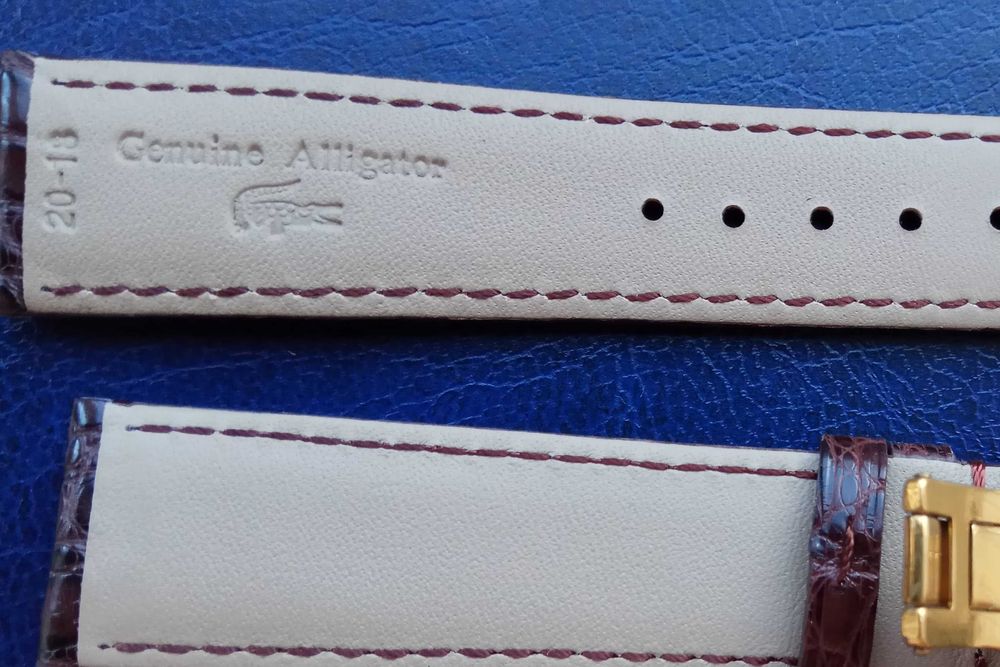 Коричневый ремешок из нат. крокодиловой кожи с золотистой застежкой