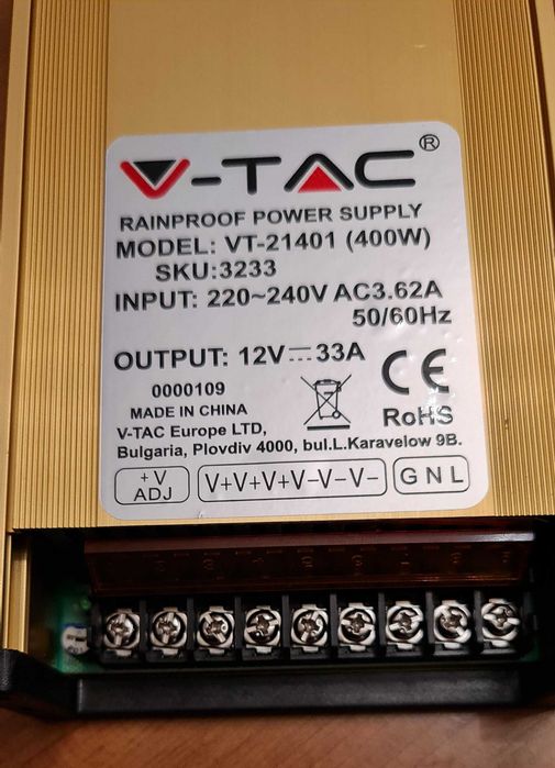 Fonte de Alimentação ( Driver) para Fitas Led V-TAC Profissional 400W