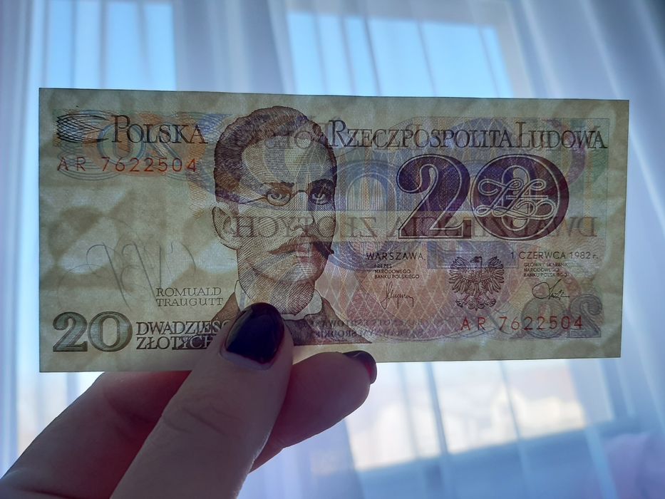 Banknot 20 złotych 1982 PRL seria AR, UNC