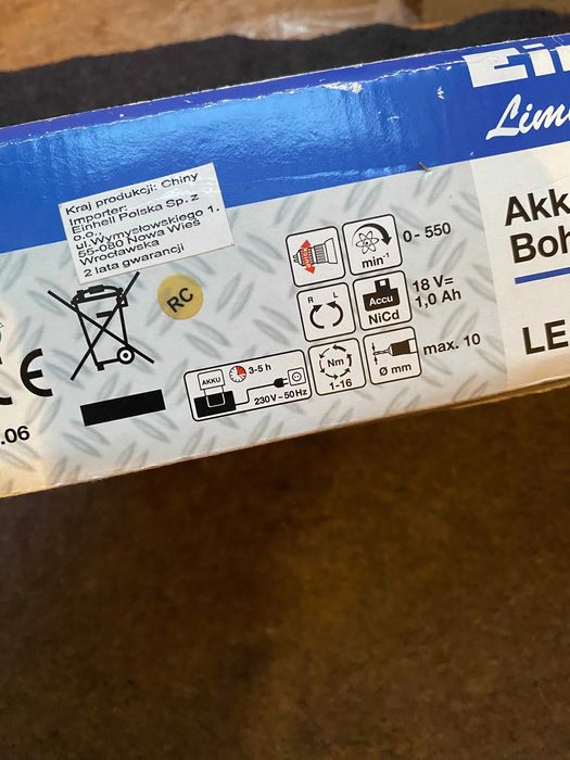 Wkrętarka Einhell z baterią i ładowarką