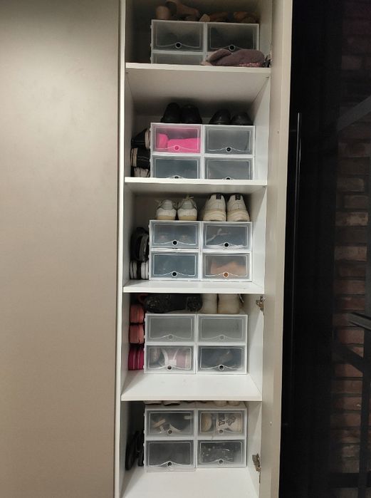 Biała szafka na buty regał z 10 organizerami z klapką
