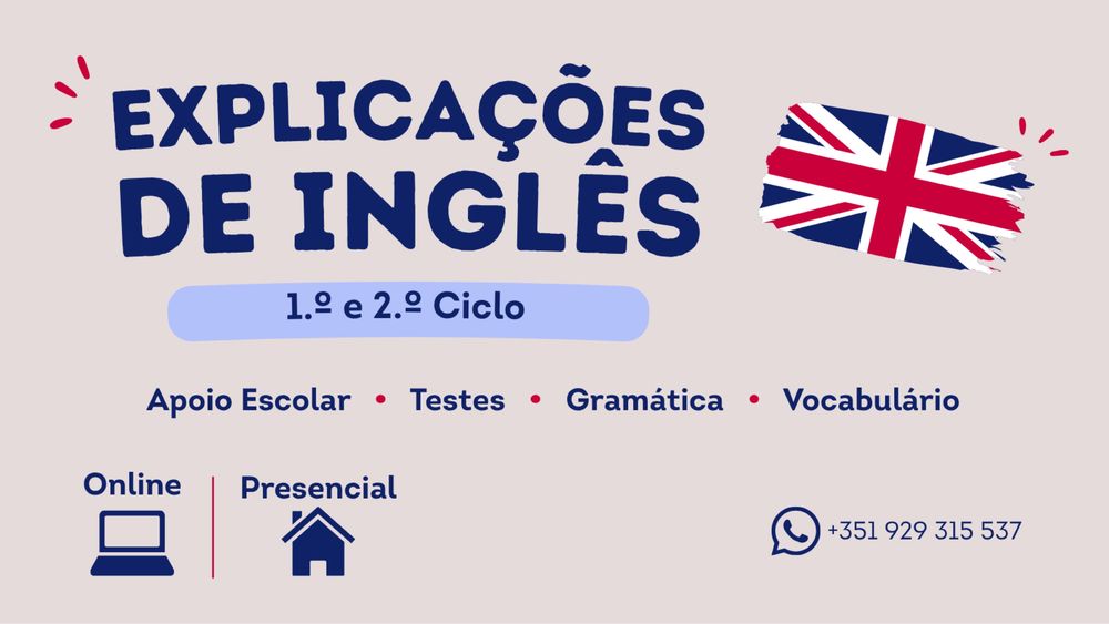 Explicações de Inglês — 1.º e 2.º Ciclo