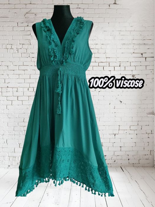 Total outlet Sukienka letnia boho z haftem 100% wiskoza XL