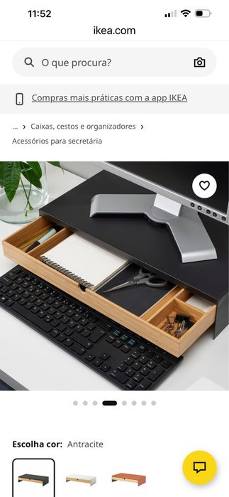 ELLOVEN Suporte do monitor c/gaveta, antracite