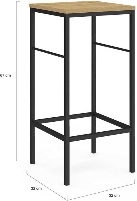 IDMarket (Detroit) - Mesa Alta de Bar 45x95x95 cm + 4 Bancos 32x32x67
