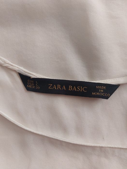 Bluzka koszulka Zara biała falbanka L