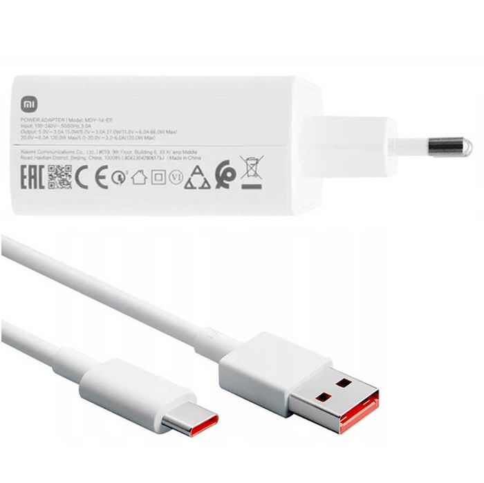 Oryginalna 120W ŁADOWARKA XIAOMI +kabel USB C Turbo Charge Hypercharge