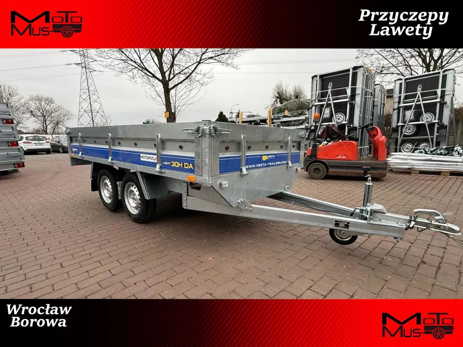 rzyczepa Vesta 30HDA Hochlader DMC 750 kg 301x150x38 2 osie spawana rama koła pod spodem  Nowa przyczepa Vesta hochlader 300x150x38 750kg Wrocław dostawa