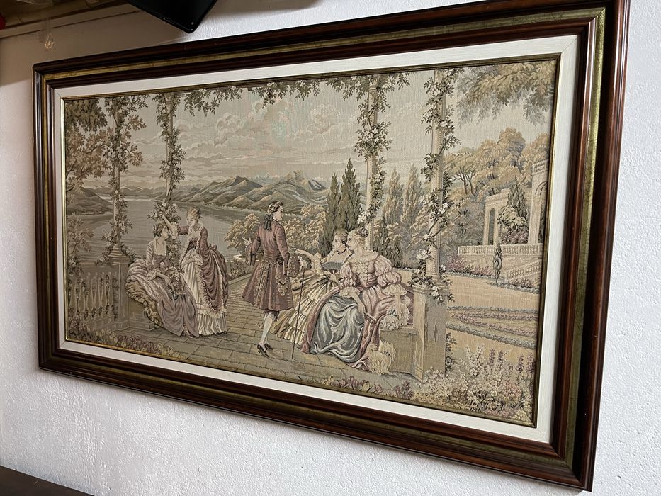 Quadro tapecaria emoldurado  estilo gobelin vintage