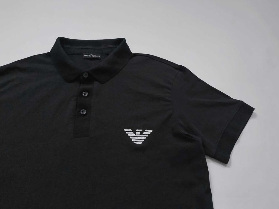 Armani Men's Jersey Polo Shirt Swimwear Essentials - Nero Black