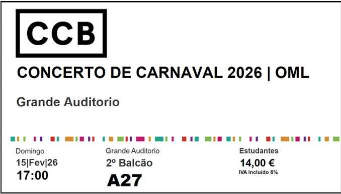 Concerto Carnaval 2026 CCB Orquestra Metropolitana Lisboa 15/02