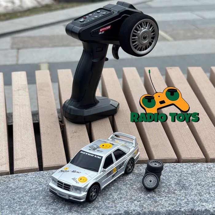 Дрифт машинка Mercedes W201 Mini Drift Сіра на радіокеруванні 1:43