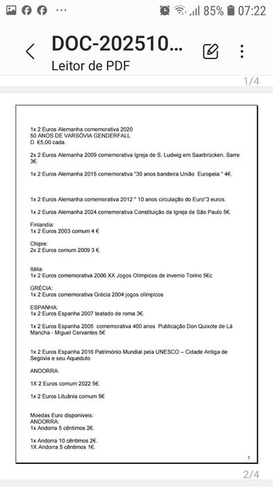 Moedas circuladas vários países 1 centimo a 2 euros