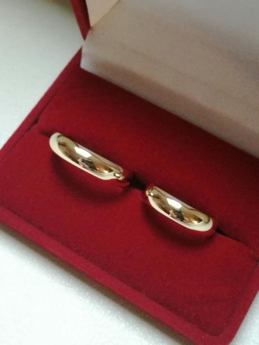 Złote Obrączki Ślubne - Półokrągłe, Nowe TANIO! - próba 585-14 karat
