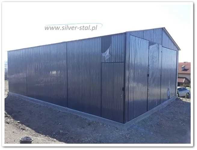 Garaż blaszany 10x7m wiata Silver-Stal Antracyt Grafit