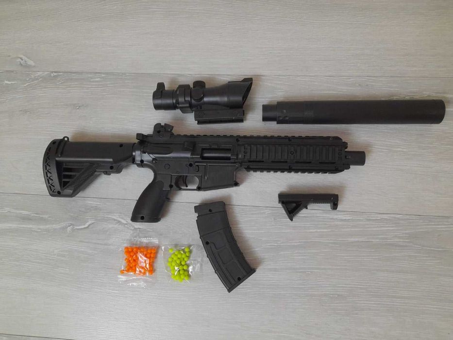 Автомат на пульках 6мм лазер БР26-1А, 65см оптика х6. детский, 4-6лет