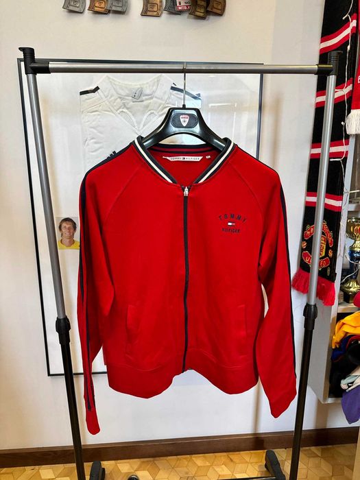 bluza Vintage Tommy Hilfiger Bomber Red Sweatshirt