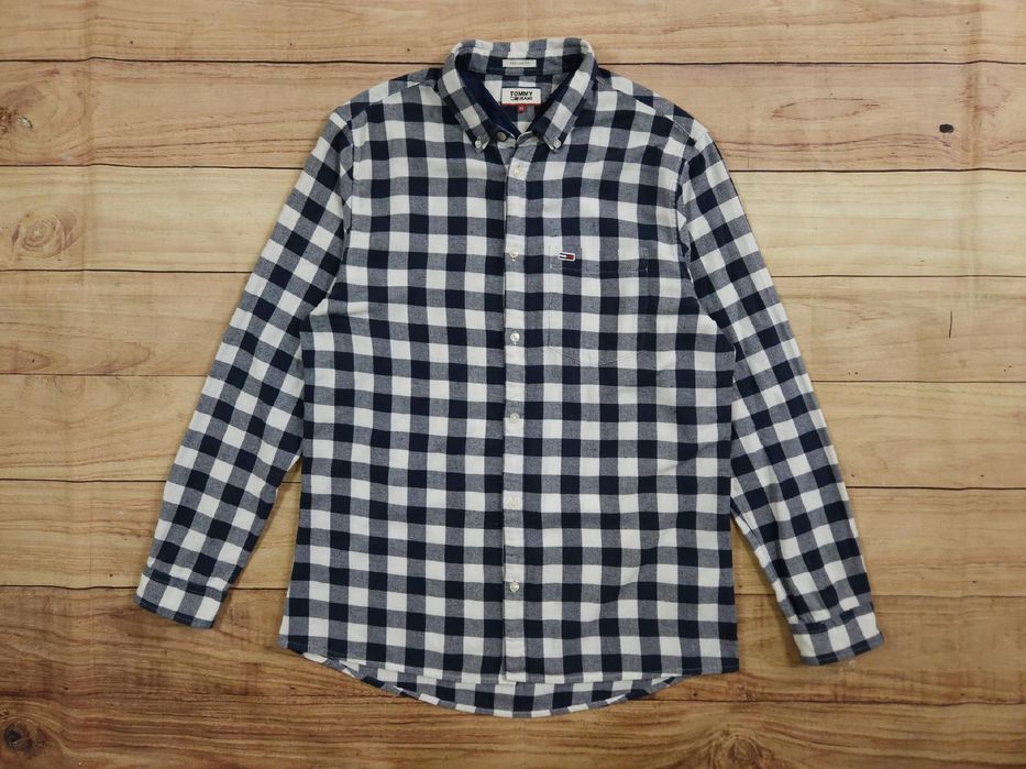 TOMMY JEANS Koszula Męska w Kratę Regular Fit Logowana r. L/XL
