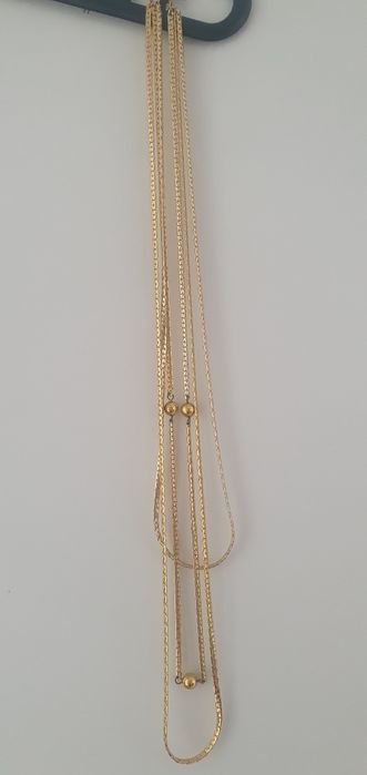 Pozłacany potrójny łańcuszek z kulkami