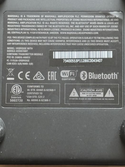 Głośnik Marshall UxBridge - Google Assistant, 230v