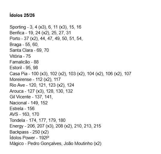 Ídolos do Futebol Português 2025/26 (Aceito Trocas)