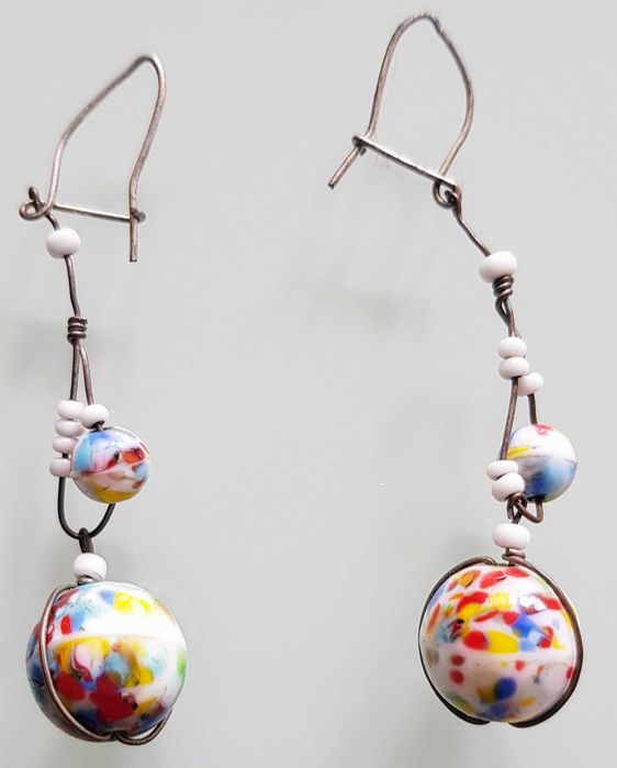 Kolczyki kolorowe kulki lata 90 Vintage