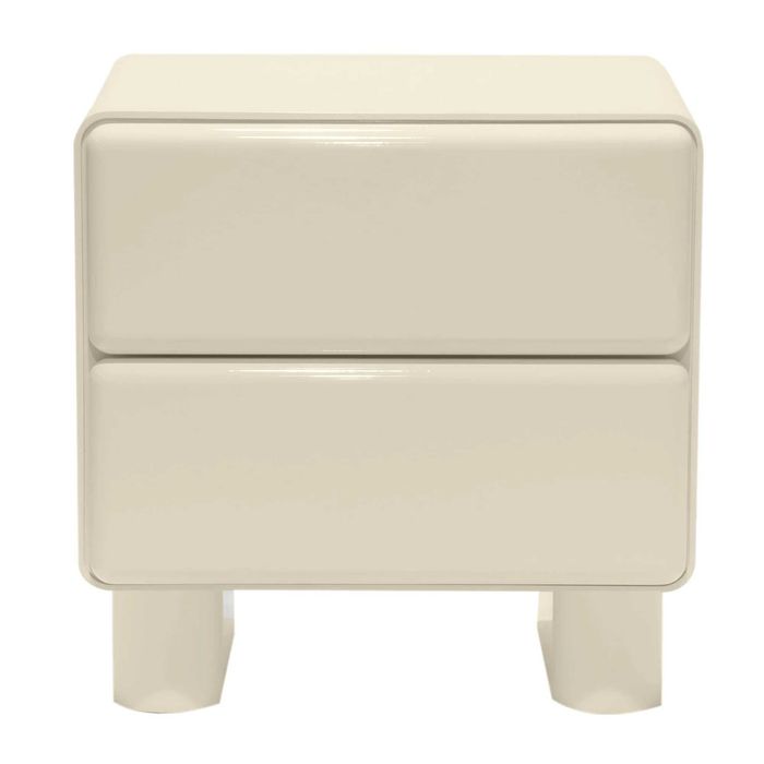ZZ2473 - Szafka nocna z szufladami, kremowy biały, zaokrąglona, glossy