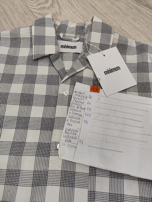 Męska elegancka nowa koszula w kratę biało szara minimum S