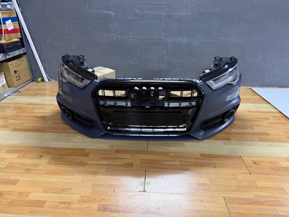Бампер з фарами A6 C7 14-18 S6 Audi a6 c7 Передний бампер А6 2014-2018 S line бампер RS6 ауді