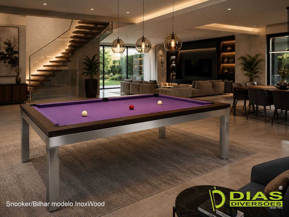 Snooker/Bilhar "InoxWood" - Novos (da fábrica para sua casa)