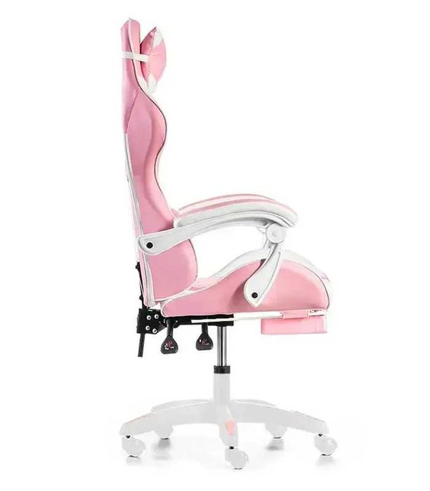 Крісло геймерське G1136 рожеве з підставкою для ніг
