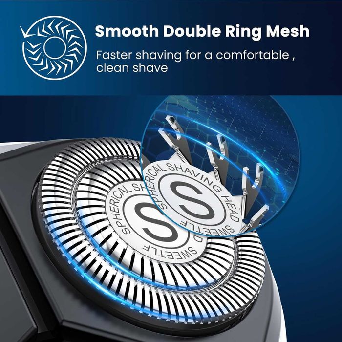 Elektryczna golarka męska na mokro i sucho, trymer do brody, czarna