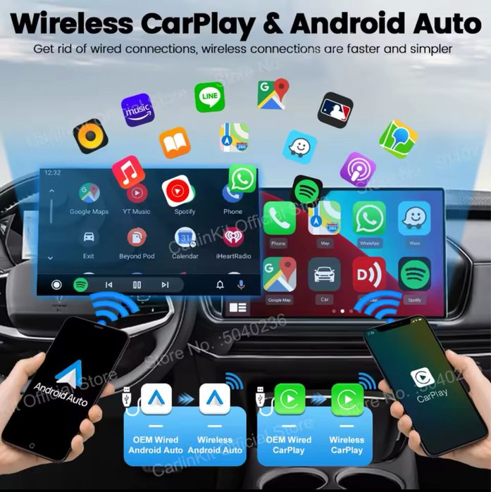 Адаптер CarlinKit Mini 5 Pro - бездротовий Apple CarPlay / AndroidAuto