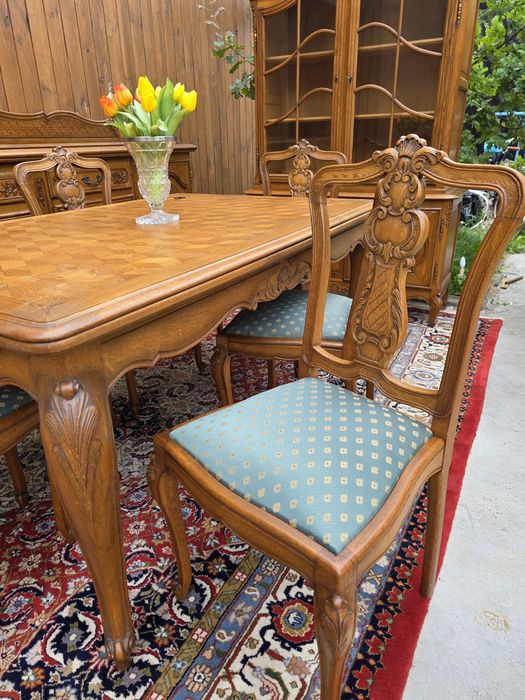 Rzeźbiona jadalnia Ludwik Prowansja stół komoda witryna  #1913 Węgrów